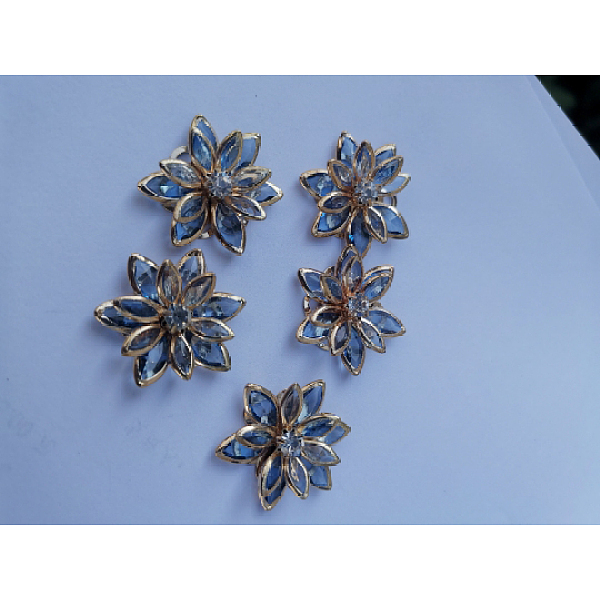 

PandaHall Acrylic Rhinestone Cabochons, with Golden Tone Brass Findings, Flower, for Hair Accessories, Light Blue, 23mm Acrylic Rhinestone...