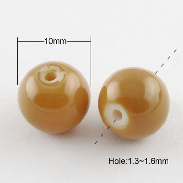 

PandaHall Painted Glass Bead Strands, Baking Paint, Round, Dark Goldenrod, 10mm, Hole: 1.3~1.6mm, about 80pcs/strand, 31.4 inch Glass Round..., Gold