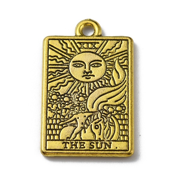 

PandaHall Zinc Alloy Pendants, Rectangle with Tarot Charm, Antique Golden, The Sun XIX, 23.3x14x1.5mm, Hole: 1.8mm Alloy Tarot