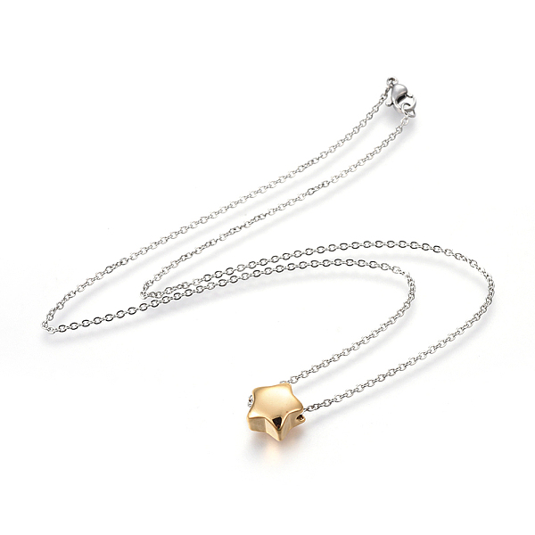 

PandaHall 304 Stainless Steel Pendant Necklaces, with Lobster Claw Clasps and Cable Chains, Star, Golden & Stainless Steel Color, 17.9 inch...