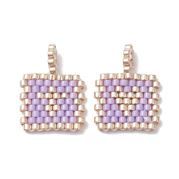 

PandaHall 2Pcs Handmade MIYUKI Round Rocailles Seed Loom Pattern, Rectangle Pendants, Plum, 17.5x13.5x1.5mm, Hole: 1.2mm Glass Rectangle..., Purple