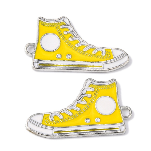

PandaHall Alloy Enamel Pendants, Cadmium Free & Lead Free, Lie Fallow Shoes, Platinum, Yellow, about 30mm long, 17mm wide, 2mm thick, hole...
