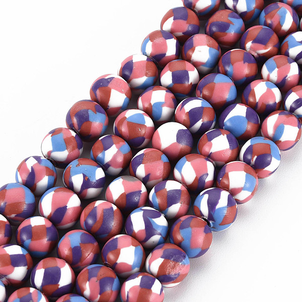 PandaHall Handmade Polymer Clay Beads Strands, for DIY Jewelry Crafts Supplies, Round, Indian Red, 8.5~9x8mm, Hole: 1.8mm, about...