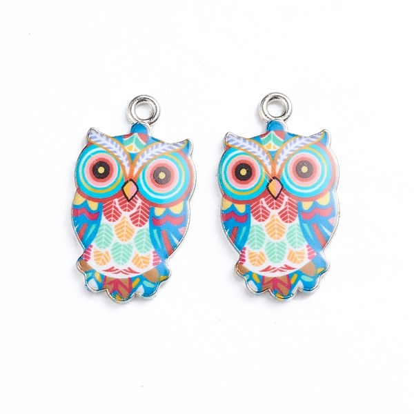 

PandaHall Alloy Enamel Pendants, Owl, Platinum, Deep Sky Blue, 23.5x13x2mm, Hole: 1.6mm, 2pcs/bag Alloy+Enamel Owl Blue