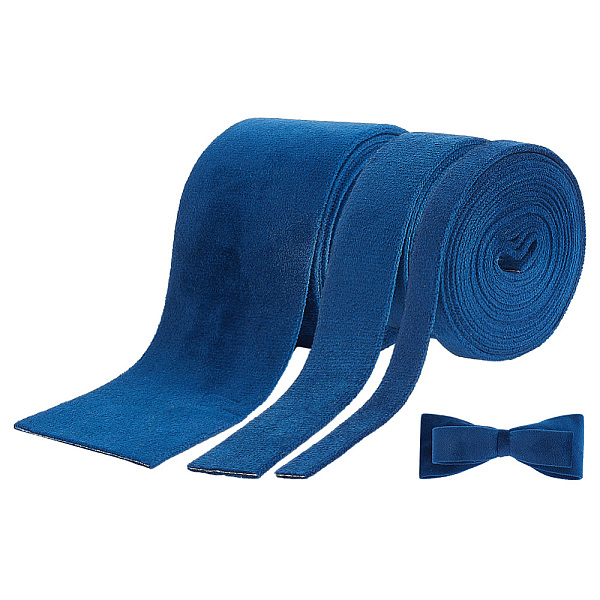 

PandaHall BENECREAT 3 Rolls 3 Styles Velvet Ribbon, Flat Cotton Ribbon, for Jewelry, Craft Making, Marine Blue, 3/8~2 inch(10~50mm), about...