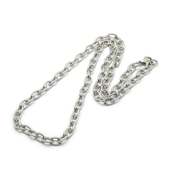 

PandaHall Fashionable 304 Stainless Steel Twisted Grain Cable Chain Necklaces, with Lobster Claw Clasps, Stainless Steel Color, 20 inch~21...
