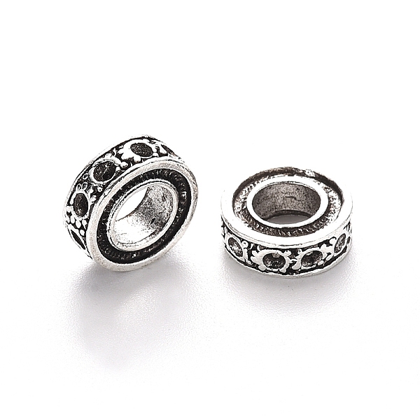 

PandaHall Tibetan Style Alloy European Bead Rhinestone Settings, Large Hole Beads, Lead Free, Rondlle, Antique Silver, Fit For 1.4mm...