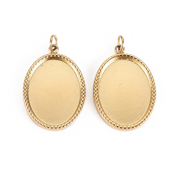 

PandaHall 304 Stainless Steel Pendant Cabochon Settings, with Jump Rings, Oval, Real 14K Gold Plated, Tray: 16x12mm, 20.5x14x2.5mm, Jump...