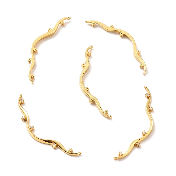 

PandaHall Rack Plating Brass Clear Cubic Zirconia Connector Charms, Cadmium Free & Lead Free & Nickle Free, Real 18K Gold Plated, 10x40x2mm...