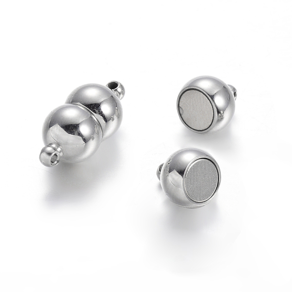 

PandaHall 304 Stainless Steel Magnetic Clasps with Loops, Stainless Steel Color, 18x8mm, Hole: 1mm 304 Stainless Steel Others