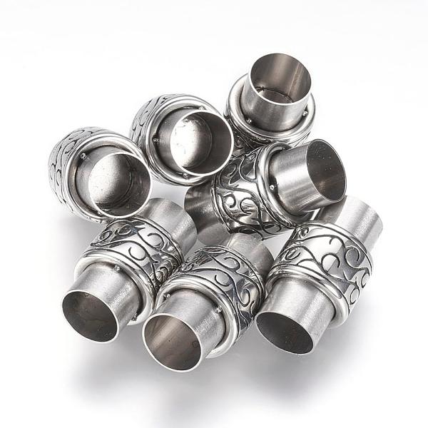 

PandaHall 304 Stainless Steel Magnetic Clasps with Glue-in Ends, Column, Antique Silver, 20x12mm, Hole: 8mm 304 Stainless Steel Column