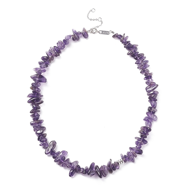 

PandaHall Natural Amethyst Chip Beaded Necklace, Gemstone Jewelry for Women, Platinum, 16.14 inch(41cm) Amethyst
