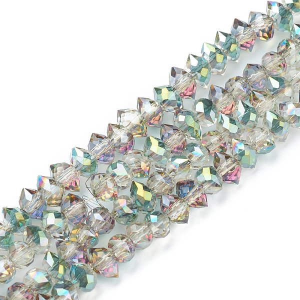 

PandaHall Electroplate Glass Beads Strands, Half Plated, Faceted Bicone, Green Plated, 4x6x4.5mm, Hole: 1.2mm, about 110pcs/strand, 25.98''...