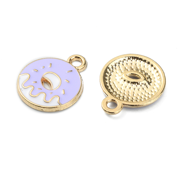 

PandaHall Alloy Enamel Pendants, Light Gold, Donut, Lilac, 18.7x15x2mm, Hole: 2.2mm Alloy+Enamel Donut Purple