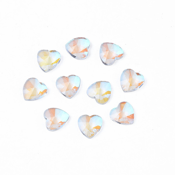 

PandaHall Glass Rhinestone Cabochons, Nail Art Decoration Accessories, Faceted, Heart, Clear AB, 6x6x2mm Glass Heart White