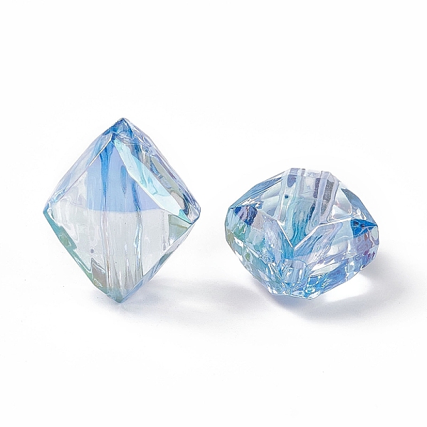 

PandaHall UV Plating Rainbow Iridescent Transparent Acrylic Beads, Faceted Rhombus, Light Sky Blue, 22x19x12mm, Hole: 3.5mm Acrylic Rhombus