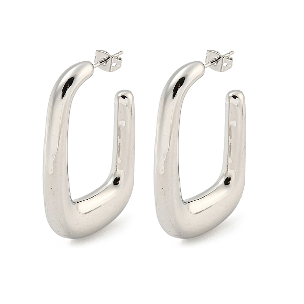 

PandaHall Rack Plating Brass Stud Earrings, Long-Lasting Plated, Lead Free & Cadmium Free, C-shape, Platinum, 46x6mm Brass Others
