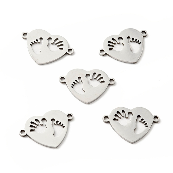 

PandaHall 304 Stainless Steel Links Connectors, Heart with Footprint, Stainless Steel Color, 13x19x1mm, Hole: 1mm 304 Stainless Steel Heart