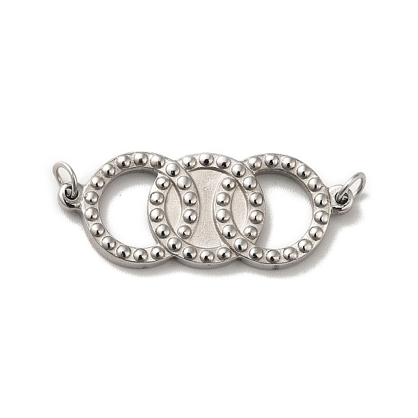 

PandaHall 304 Stainless Steel Connector Charms, Triple Ring Links, with Jump Rings, Stainless Steel Color, 12x30x2.5mm, Hole: 2.8mm 304...