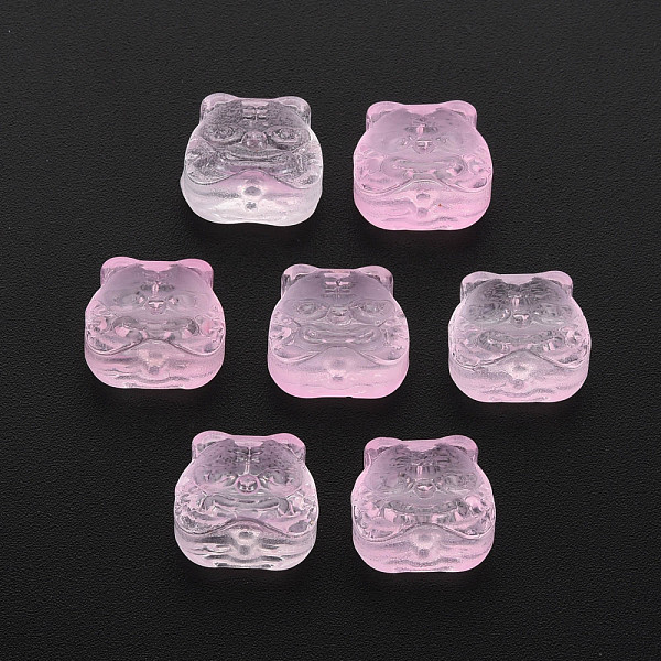 

PandaHall Transparent Glass Beads, Chinese Zodiac Signs Tiger, Pink, 11.5x12x8mm, Hole: 1mm Glass 12 Chinese Zodiac Signs Pink