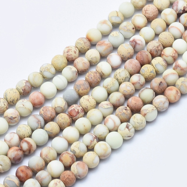 

PandaHall Natural Imperial Jasper Beads Strands, Frosted, Round, Beige, 4mm, Hole: 0.5mm, about 99~103pcs/strand, 15.7 inch Imperial Jasper..., Yellow