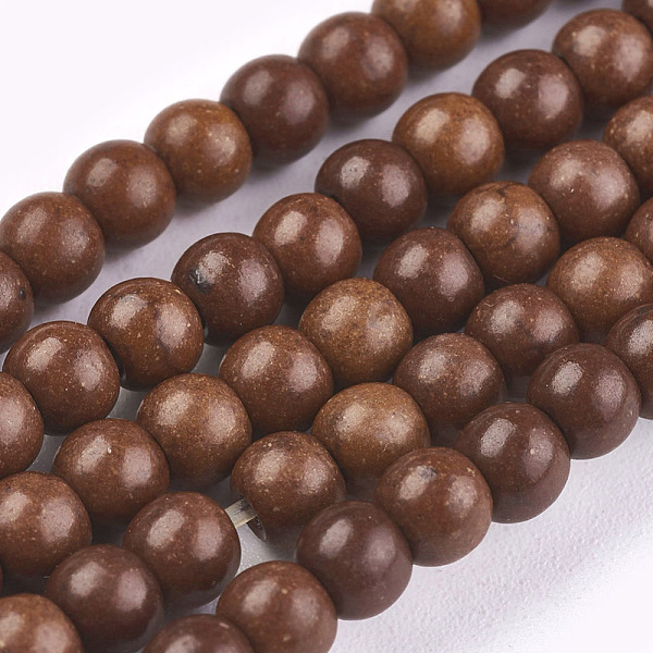 PandaHall Synthetic Turquoise Beads Strands, Dyed, Round, Saddle Brown, 4mm, Hole: 1mm, about 110pcs/strand, 15.6 inch Synthetic Turquoise...