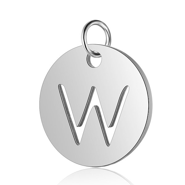 

PandaHall 304 Stainless Steel Charms, Flat Round with Letter, Stainless Steel Color, Letter.W, 12x1mm, Hole: 2.5mm 304 Stainless Steel...