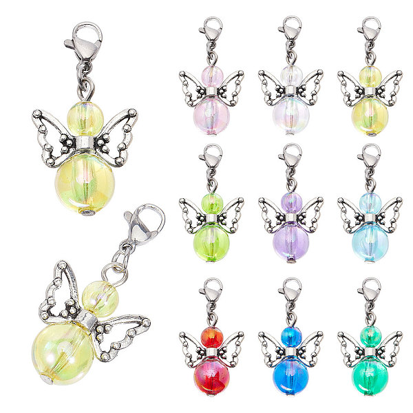 

PandaHall Angel Acrylic & Alloy Pendant Decorations, with 304 Stainless Steel Lobster Claw Clasps, Mixed Color, 35mm, 9 colors, 4pcs/color..., Multicolor