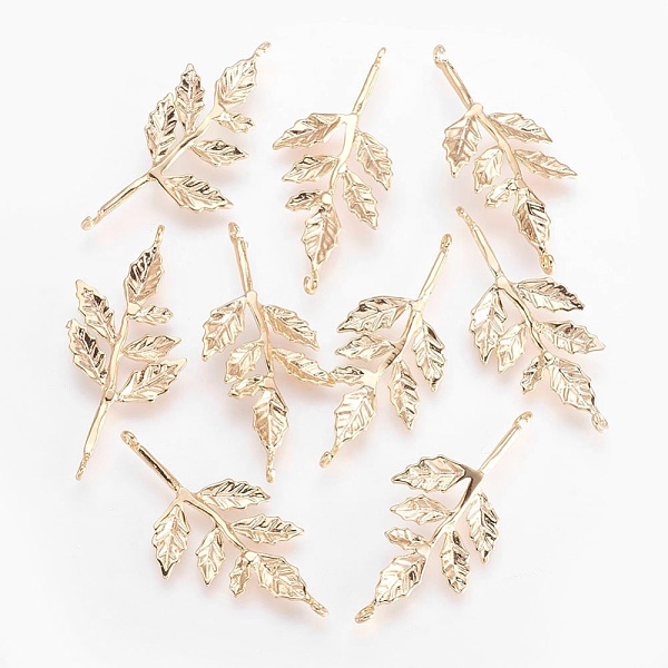 

PandaHall Brass Links connectors, Nickel Free, Leaf, Real 18K Gold Plated, 32x14x1mm, Hole: 1mm Brass Leaf