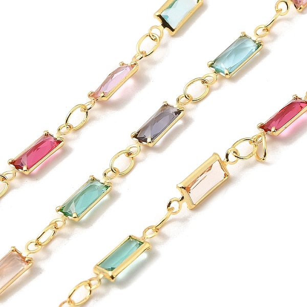 

PandaHall Handmade Brass Link Chain, with Glass Beads, Soldered, with Spool, Colorful, 3.5x2.5x0.2mm and 11.5x3.5x1.5mm, about 16.40 Feet...