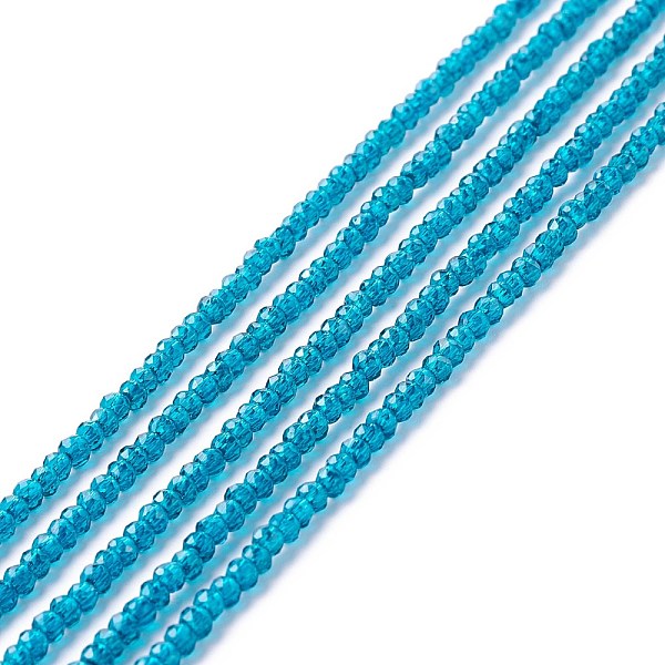 

PandaHall Transparent Glass Beads Strands, Faceted, Round, Deep Sky Blue, 2mm, Hole: 0.6mm, about 182~201pcs/strand, 14.57~15.24 inch...