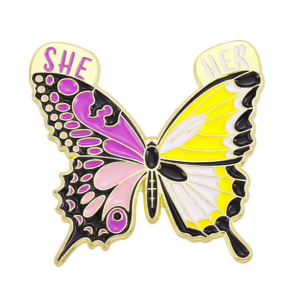 

PandaHall Spring Theme Alloy Brooches, Enamel Butterfly Lapel Pin, for Backpack Clothes, Golden, Medium Orchid, 29x29mm Alloy+Enamel