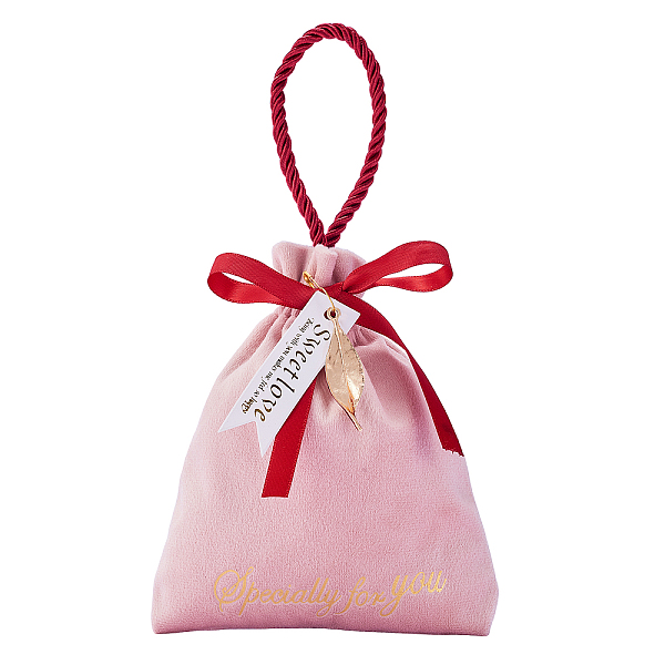 

PandaHall Velvet Jewelry Drawstring Gift Bags, with Alloy Clips & Pendants, Wedding Favor Candy Pouches, Pink, 15.5x12.8x0.6cm Velvet Word...