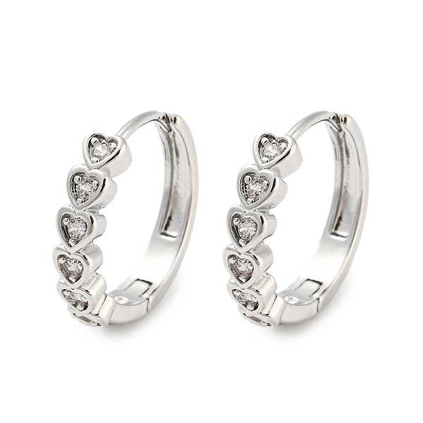 

PandaHall Brass with Cubic Zirconia Hoop Earrings, Heart, Platinum, 18x4mm Cubic Zirconia Heart Clear