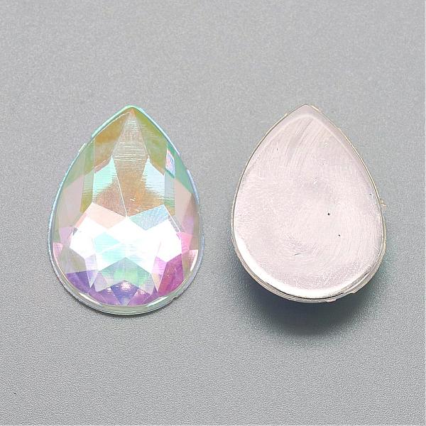 

PandaHall Acrylic Rhinestone Flat Back Cabochons, Faceted, Bottom Silver Plated, AB Color, teardrop, Clear AB, 14x10x3.5mm Acrylic..., White