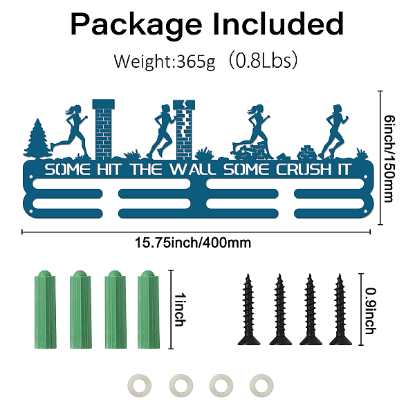 

PandaHall SUPERDANT Inspirational Running Medal Holder Female Running Medals Display Eider Green Iron Wall Mounted Hooks for 40+ Hanging..., Cyan