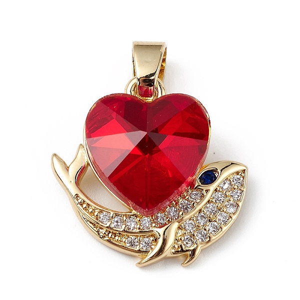 

PandaHall Real 18K Gold Plated Rack Plating Brass Micro Pave Cubic Zirconia Pendants, with Glass, Long-Lasting Plated, Cadmium Free & Lead..., Red