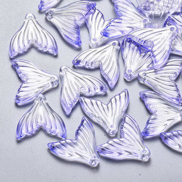 

PandaHall Transparent Spray Painted Glass Pendants, with Glitter Powder, Fishtail Shape, Medium Slate Blue, 19x19.5x3.5mm, Hole: 1.2mm Glass..., Purple