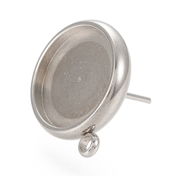 

PandaHall 304 Stainless Steel Stud Earring Findings, Flat Round, Stainless Steel Color, 17x14.5mm, Hole: 1.6mm, Pin: 0.7mm, Tray: 12mm 304...