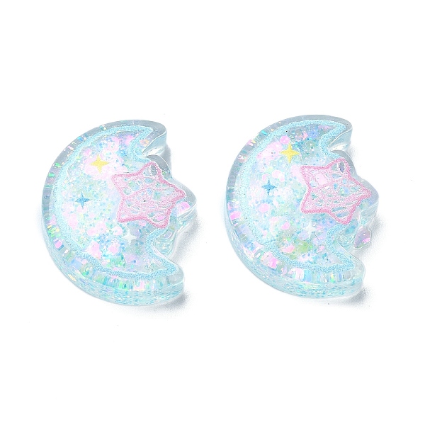 

PandaHall Transparent Epoxy Resin Decoden Cabochons, with Paillettes, Moon with Star, 18.5x22.5x8.5mm Epoxy Resin Moon