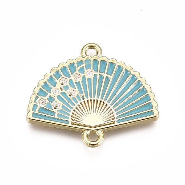 

PandaHall Alloy Links, with Enamel, Folding Fan with Plum Blossom, Light Gold, Dark Turquoise, 20x23.5x2mm, Hole: 1.5mm Alloy+Enamel Fan..., Cyan