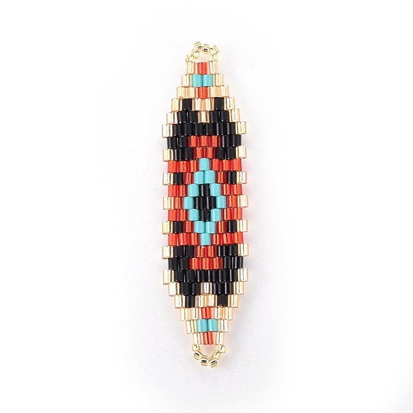 

PandaHall MIYUKI & TOHO Handmade Japanese Seed Beads Links, Loom Pattern, Shuttle Shape, Colorful, 50~52x13~14x1.7mm, Hole: 1.5mm Glass...