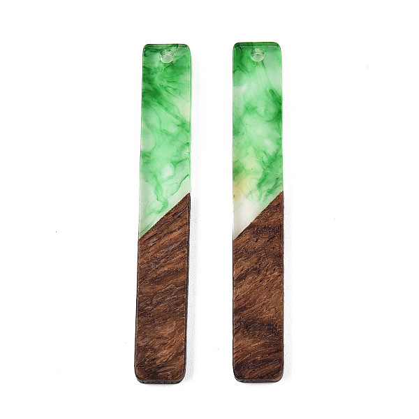 

PandaHall Opaque Resin & Walnut Wood Big Pendants, Rectangle Charm, Green, 51.5x7.5x3mm, Hole: 1.8mm Resin+Wood Rectangle Green