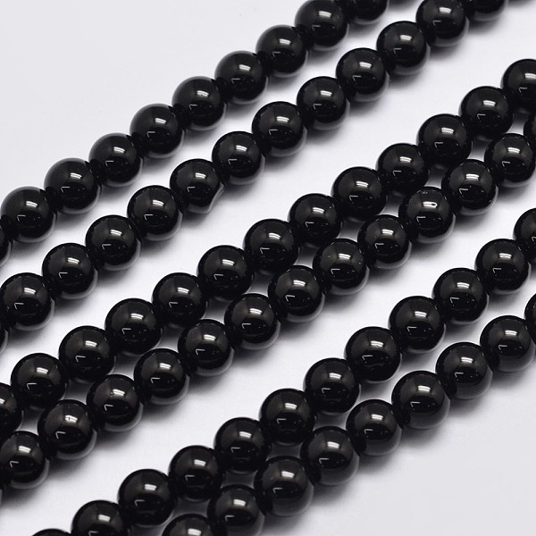 

PandaHall Natural Malaysia Jade Beads Strands, Round, Dyed, Black, 8mm, Hole: 1mm, about 48pcs/strand, 15 inch Malaysia Jade Round Black