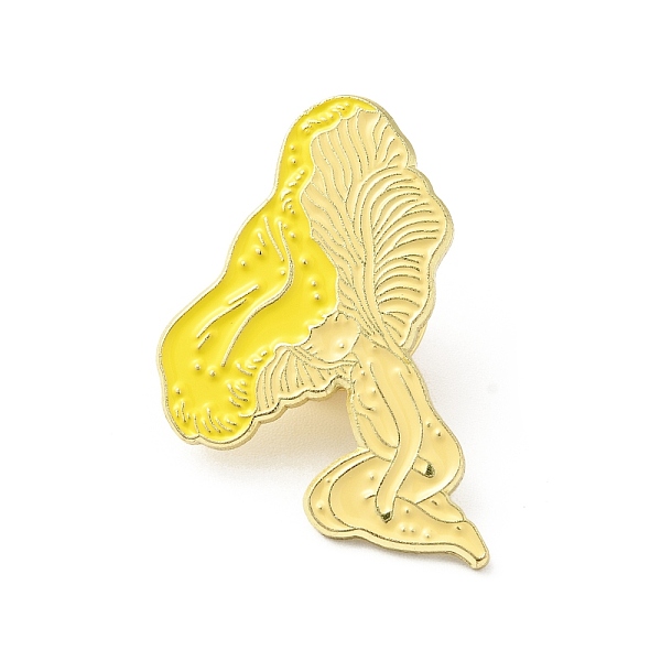 

PandaHall Mushroom Girl Enamel Pin, Gold Plated Alloy Cute Badge for Backpack Clothes, Light Khaki, 30x21x1.5mm Alloy+Enamel