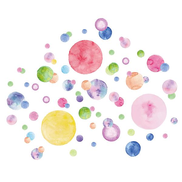 PandaHall SUPERDANT 2 Sheets/Set Colorful Bubbles Polka Dot Wall Decals Multi-Color Circle Watercolor Wall Sticker Watercolor Dots Decals...