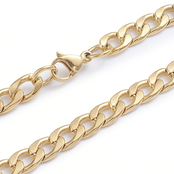 

PandaHall Men's 304 Stainless Steel Cuban Link Chain Necklaces, with Lobster Claw Clasps, Golden, 35.43 inch(90cm) 304 Stainless Steel
