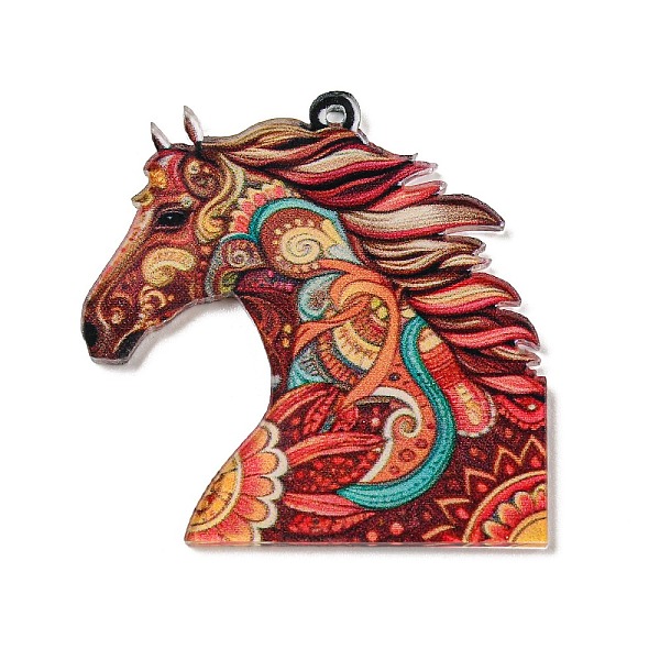 

PandaHall Cartoon Animal Printed Acrylic Pendants Decorations, Horse, 38x37.5x2mm, Hole: 1.5mm Acrylic Horse