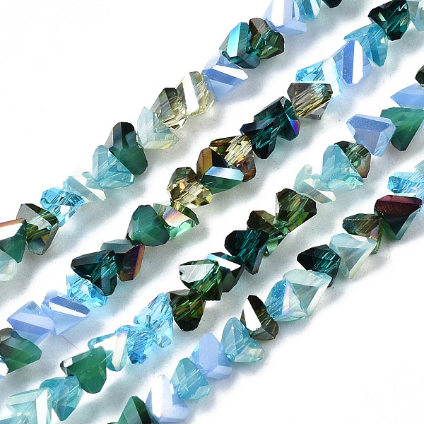 

PandaHall Electroplate Glass Beads Strands, Triangle, Turquoise, 3.5x6x4.5mm, Hole: 1mm, about 100pcs/strand, 13.39''(34cm) Glass Triangle..., Green