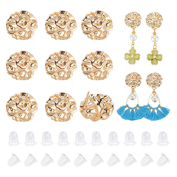 

PandaHall BENECREAT 12Pcs Brass Stud Earring Findings, with Vertical Loops, Flat Round, 30Pcs Plastic Ear Nuts, Real 18K Gold Plated...